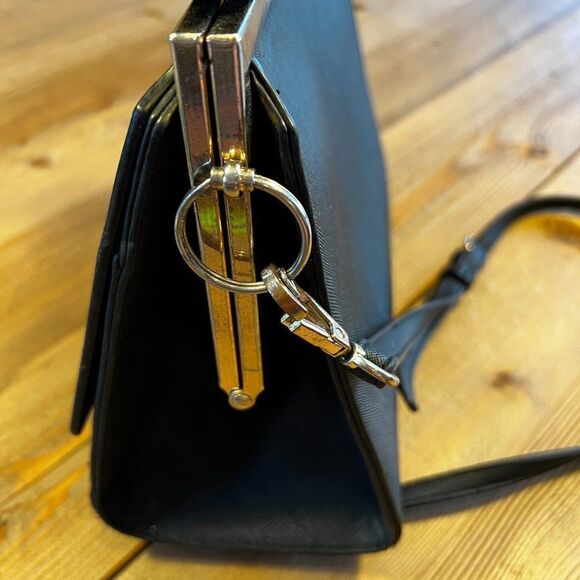 Dune London Black Faux Reptile Shoulder Bag with Gold Accents - Picture 6 of 16